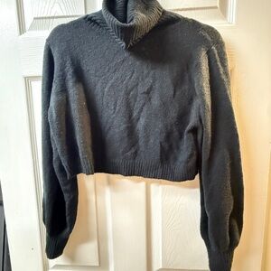 Princess Polly Black Cropped Turtleneck Sweater